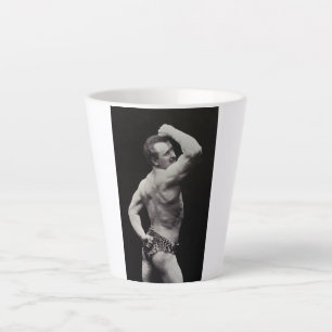 A New Pose by StrongMen Eugen Sandow Bodybuilding Latte Mug