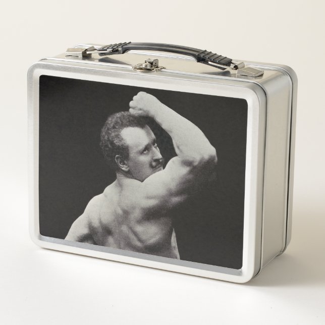 A New Pose by StrongMen Eugen Sandow Bodybuilding Metal Lunch Box (Front)