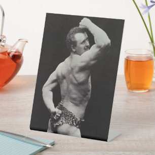A New Pose by StrongMen Eugen Sandow Bodybuilding Pedestal Sign