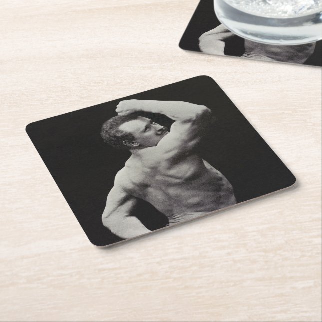 A New Pose by StrongMen Eugen Sandow Bodybuilding Square Paper Coaster (Angled)