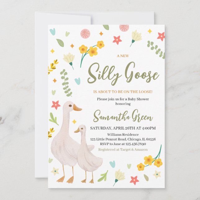 A New Silly Goose Baby Shower Invitation (Front)