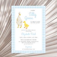 A New Silly Goose Blue Gingham Baby Shower