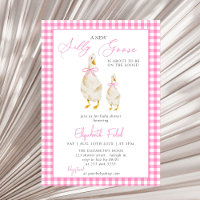 A New Silly Goose Pink Gingham Baby Shower