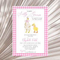 A New Silly Goose Pink Gingham Baby Shower