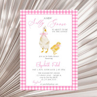 A New Silly Goose Pink Gingham Baby Shower