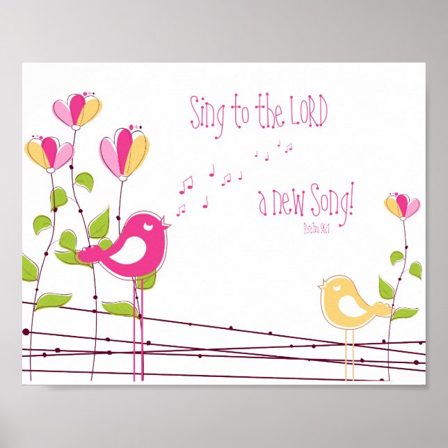 A New Song Psalm 96:1 Nursery Wall Art (Front)