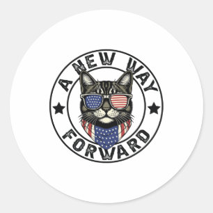 A New Way Forward Kamala Harris 2024 Childless Cat Classic Round Sticker