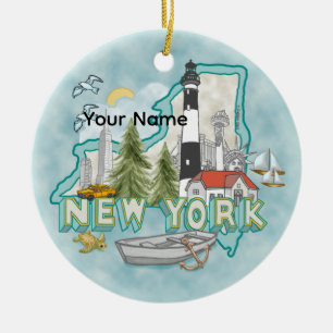 A New York Lighthouse Ceramic Tree Decoration