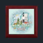 A New York Lighthouse Gift Box<br><div class="desc">A New York Lighthouse gift box by ArtMuvz Illustration. Matching Lighthouse apparel, Light house t-shirts, Lighthouses gifts. Lighthouse t-shirt, nautical and birthday gifts, lighthouse collector apparel.Lighthouse gifts are a great way to show someone you care, especially if they love the ocean, the coast, or lighthouses themselves. Lighthouses are iconic symbols...</div>