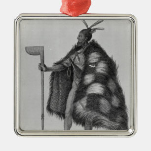 A New Zealand warrior Metal Tree Decoration