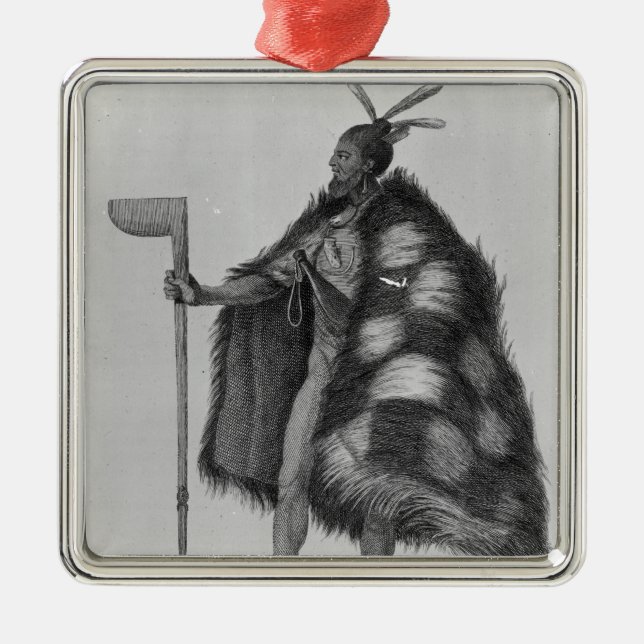 A New Zealand warrior Metal Tree Decoration (Front)