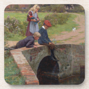 A Nibble, 1914 (oil on panel) Coaster