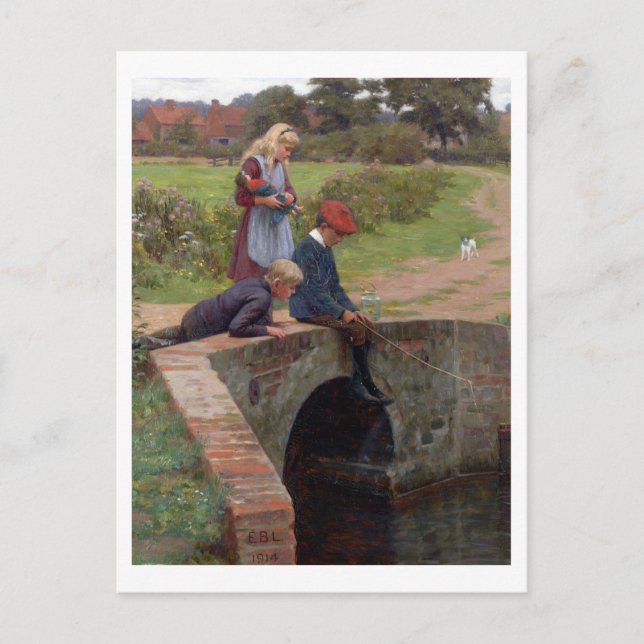 A Nibble, 1914 (oil on panel) Postcard (Front)