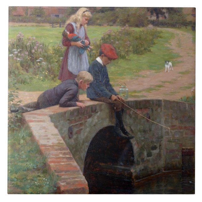 A Nibble, 1914 (oil on panel) Tile (Front)