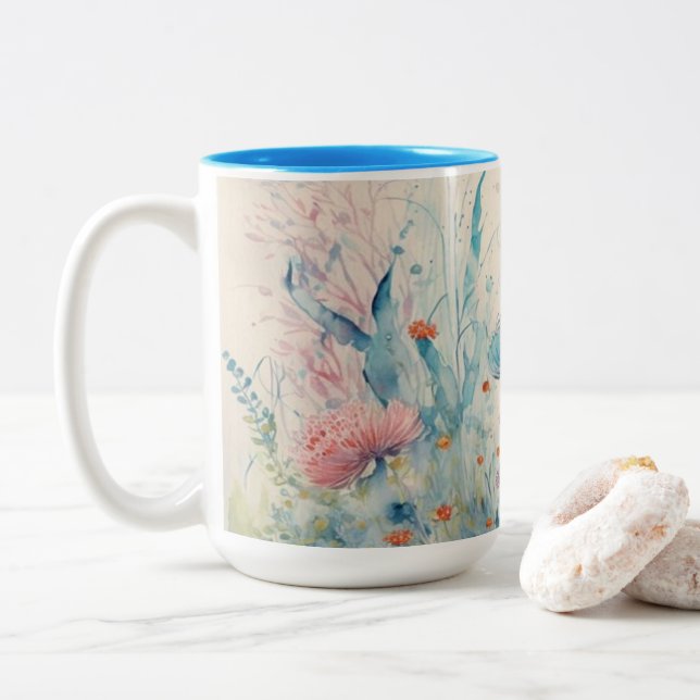 A nice cup of butterfly-colored drink (With Donut)