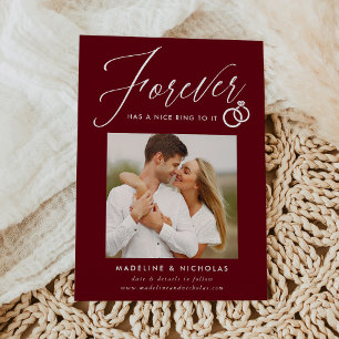 A Nice Ring To It Burgundy Engagement Announcement
