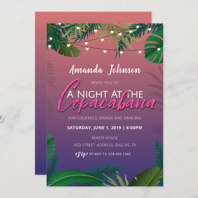 A Night At The Copacabana Havana Invitation (Front/Back)