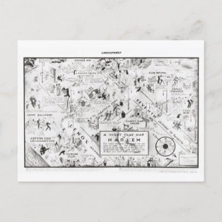 A night-club map of Harlem, 1933 Postcard