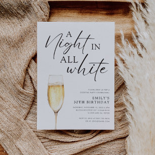 A Night in all White Birthday Invitation