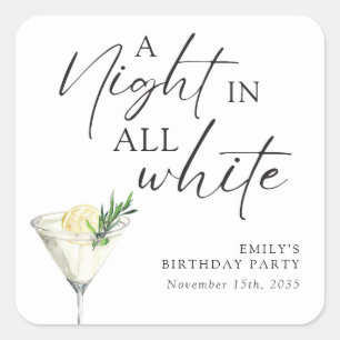 A Night in all White Birthday Square Sticker