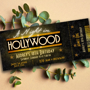 A Night in Hollywood Ticket Invitation