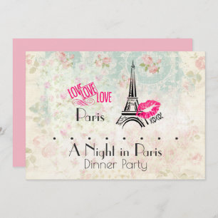 A Night in Paris Dinner Party Invitation