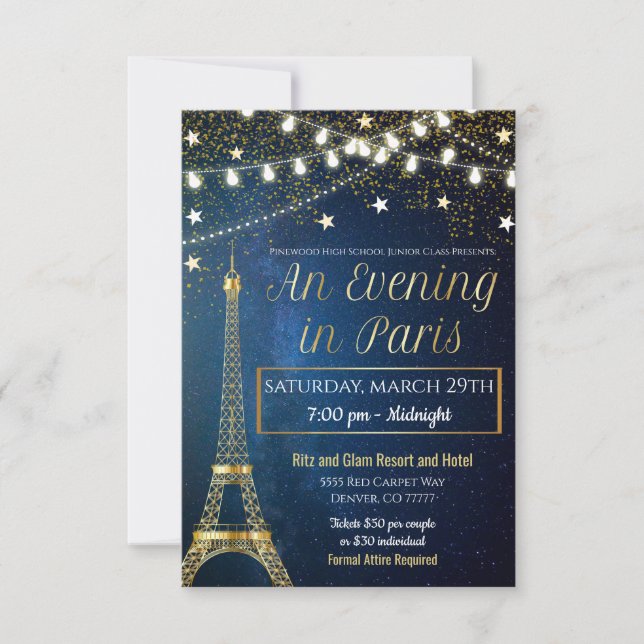 A Night in Paris Prom Invitation (Front)