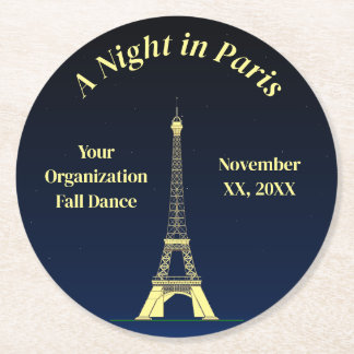 A Night in Paris Round Paper Coaster