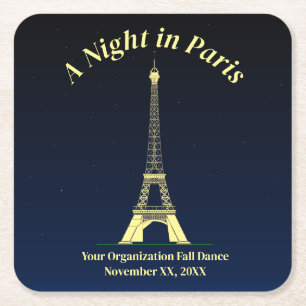 A Night in Paris Square Paper Coaster