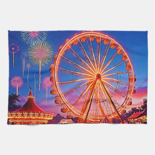 A Night of Festive Lights Design Tea Towel