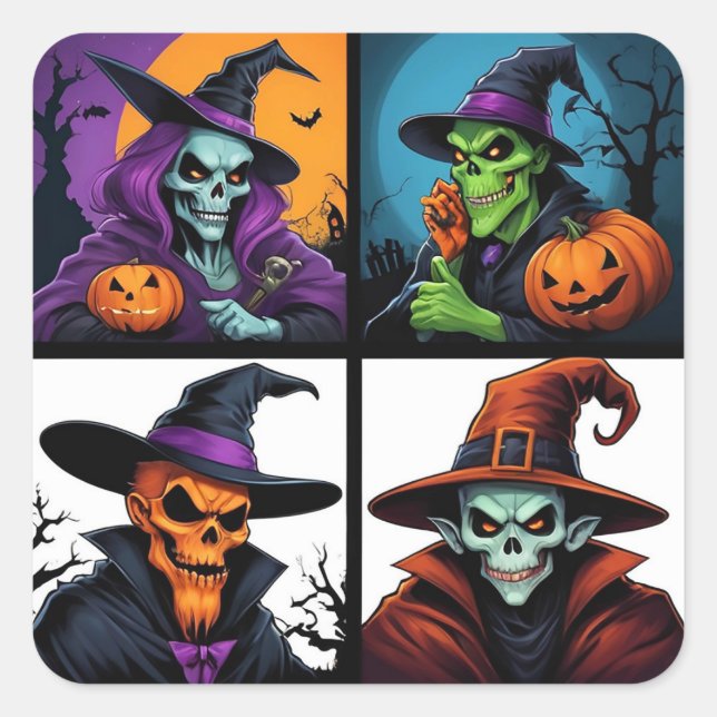A Night of Halloween Magic Square Sticker (Front)