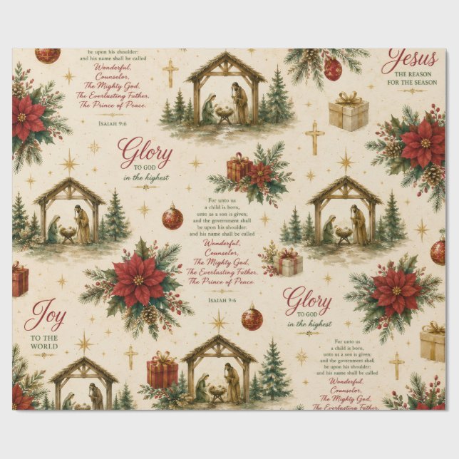 A Night of Miracles | The Christmas Nativity Wrapping Paper (Flat)