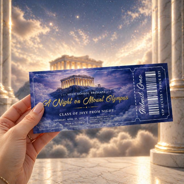 A Night on Mount Olympus Trendy Prom Ticket Invitation (A Night on Mount Olympus Trendy Prom Ticket Invitation)