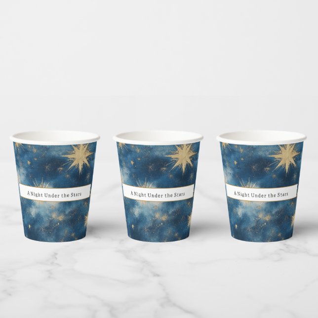 A Night Under the Stars Celestial Blue Wedding Paper Cups (Multi)