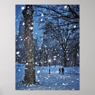 A Nighttime Walk Through Winter Snow Poster