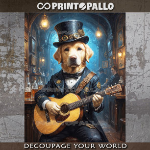 A noble Labrador dog playing guitar -  Tissue Paper