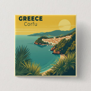 A Nostalgic Classic Travel Poster – Greece Corfu 15 Cm Square Badge