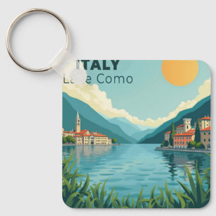 A Nostalgic Classic Travel Poster – Italy Lake Com Key Ring