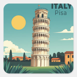 A Nostalgic Classic Travel Poster – Italy Pisa Tow Square Sticker