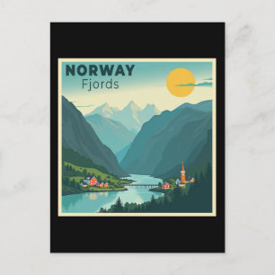 A Nostalgic Classic Travel Poster – Norway Fjords Holiday Postcard
