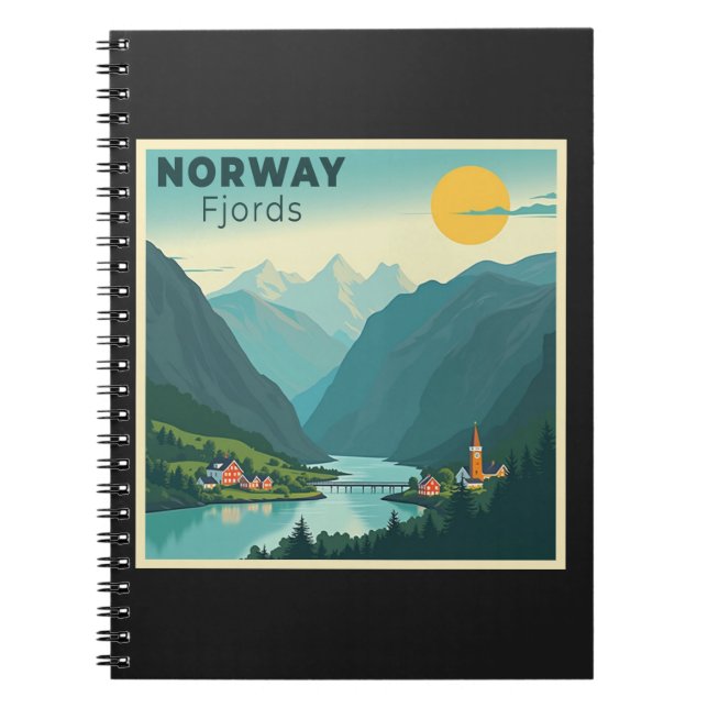 A Nostalgic Classic Travel Poster – Norway Fjords Notebook (Front)