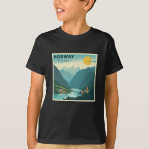 A Nostalgic Classic Travel Poster – Norway Fjords T-Shirt