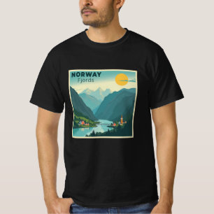 A Nostalgic Classic Travel Poster – Norway Fjords T-Shirt
