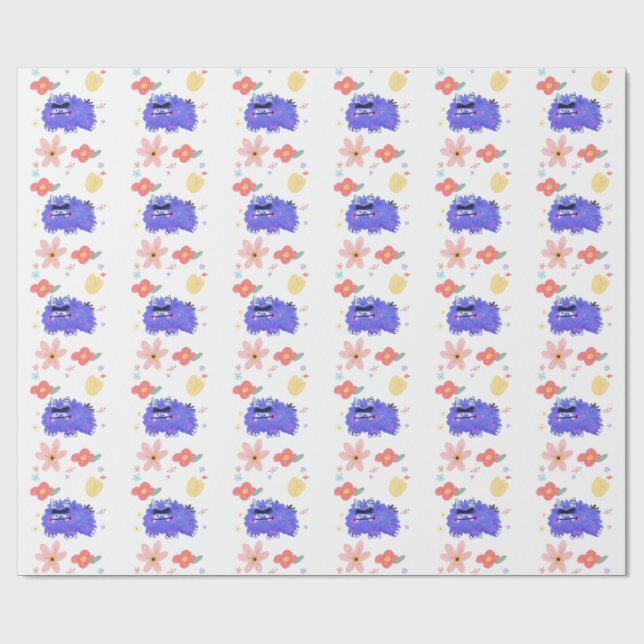 A Not-So-Scary Monster in a Flower Patch Tote Bag Wrapping Paper (Flat)