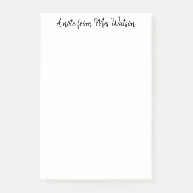 a note from add teacher name simple minimal  (Front)