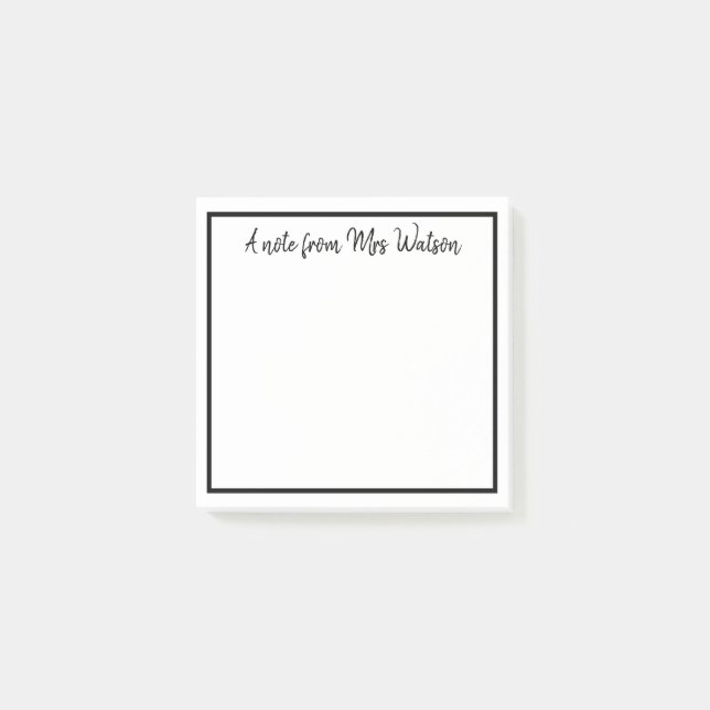 a note from add teacher name simple minimal border (Front)