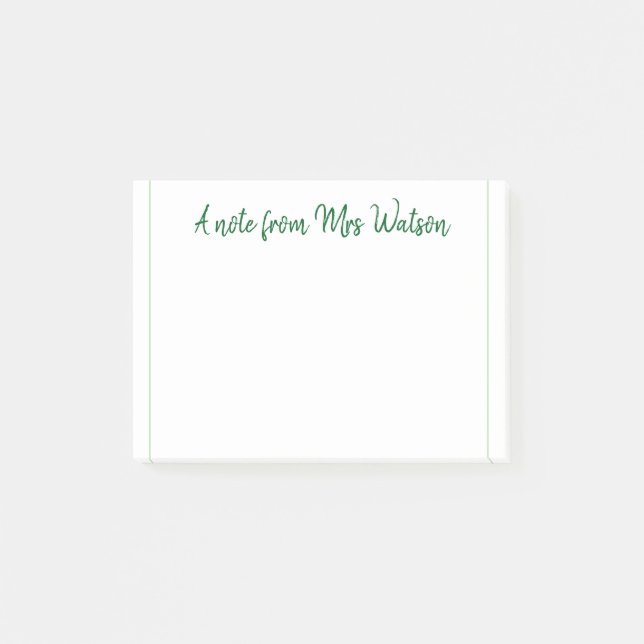 a note from add teacher name simple minimal border (Front)