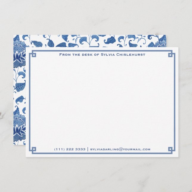 A Note From | Blue And White Chinoiserie Personal Card (Front/Back)