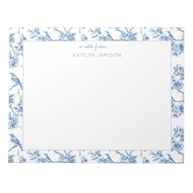 A Note From | Blue Chinoiserie Floral Note  (Front)