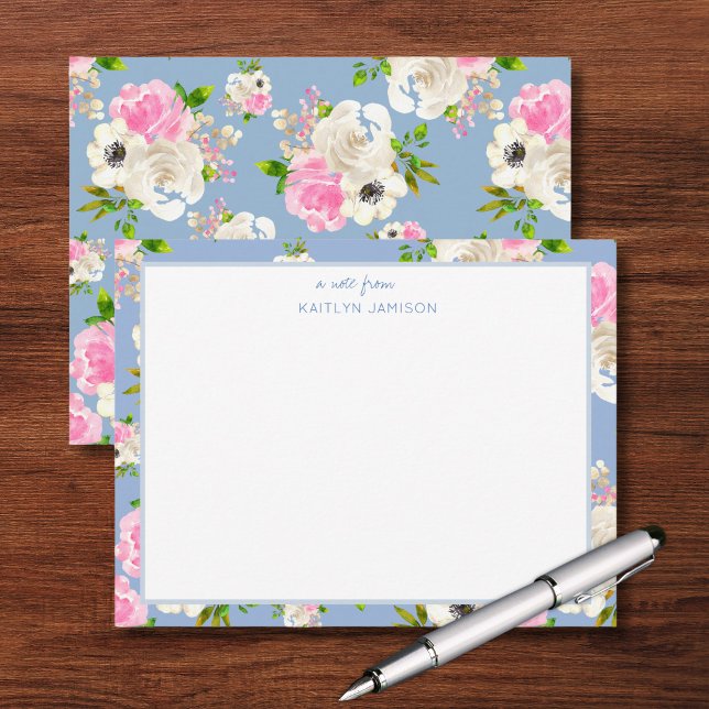 A Note From | Blue Rose Floral Note  Card (Creator Uploaded)